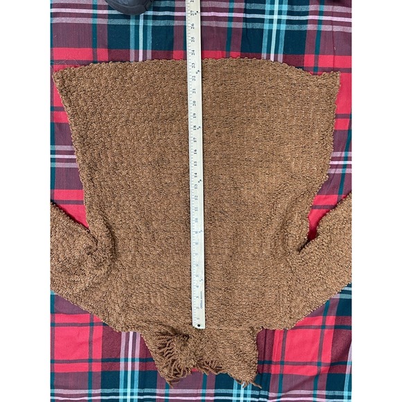 Ali Miles Women's PL Brown Sweater Cotton Fringe Boho Classic Holiday Outdoor - Picture 4 of 9